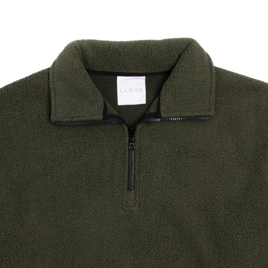 FLEECE HALF-ZIP PULLOVER  —  OLIVE